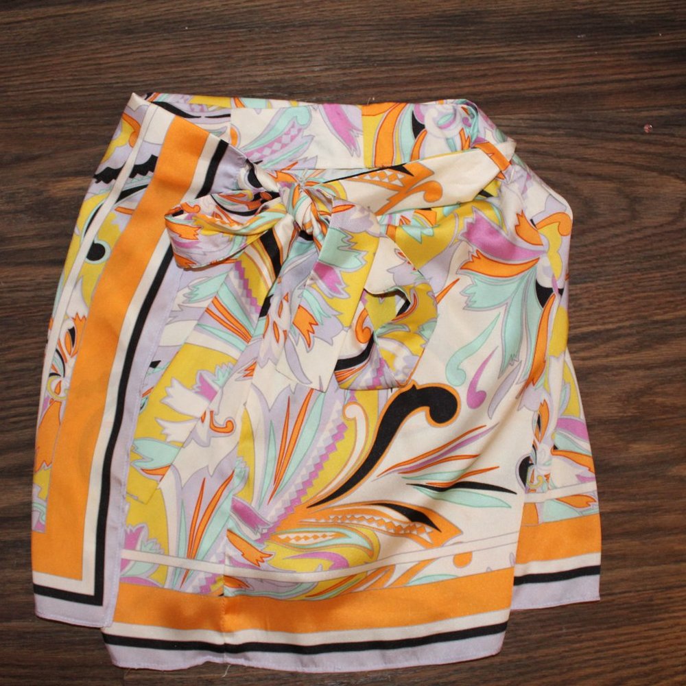 Zara Printed Wrap Skirt